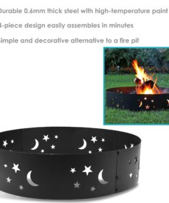 Sunnydaze Big Sky 36-Inch Fire Ring - Heavy-Duty 0.6mm Thick Steel Metal Rim - for Patio and Backyard Use 21 81Rb01eDYmL