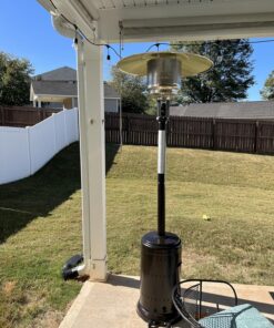 Amazon Basics 46,000 BTU Outdoor Propane Patio Heater with Wheels, Commercial & Residential, Havana Bronze, 32.1 x 32.1 x 91.3 inches (LxWxH) Powder Coated 41 81RbFs93dNL 1