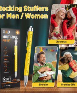 BIIB Stocking Stuffers Gifts for Men, 9 in 1 Multitool Pen Mens Gifts for Christmas, Gifts for Dad Who Wants Nothing, Dad Gifts for Him Grandpa, White Elephant Gifts for Adults, Tools Gadgets for Men Yellow 12 81RbxNC12L