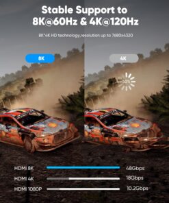 Highwings 8K 10K HDMI Cable 48Gbps 6.6FT/2M, Certified Ultra High Speed HDMI® Cable Braided Cord-4K@120Hz 8K@60Hz, DTS:X, HDCP 2.2 & 2.3, HDR 10 Compatible with Roku TV/PS5/HDTV/Blu-ray 6.6 feet Grey 31 81Re8dJu HL
