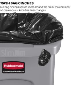 Rubbermaid Commercial Products Slim Jim Plastic Rectangular Recycling/Compost Bin with Venting Channels, 23 Gallon, Green Recycling (FG354007GRN) 1 11 81Relhn j9L 1