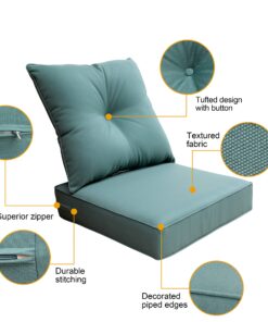 BOSSIMA Indoor/Outdoor Deep Seat Chair Cushion Set,Spring/Summer Seasonal Replacement Cushions Blue Lake 9 81Ren6VYqML