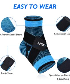 U-pick Ankle Brace for Plantar Fasciitis Support, Compression Sock Adjustable Strap for Heel Spur Achilles Tendonitis & Perineal Tendonitis & Sprained Ankle, Heel Pain Relief (Single/Blue) Blue-Single 22 81RfEGpGu2L