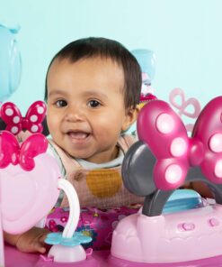 Bright Starts Disney Baby MINNIE MOUSE PeekABoo Baby Activity Center Jumper with 8 Toys, Lights & Sounds, 360-Degree Seat, 6-12 Months (Pink/Blue) 29 81RfKFyTbGL