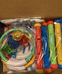 JOYIN 18Pcs Diving Pool Toys for Kids, Swimming Pool Toy with Storage Bag Includes 4 Pool Rings, 4 Diving Sticks, 4 Bandits, 6 Treasures Underwater Swim Pool Games for Ages 8-12 25 81RgkXWGyuL