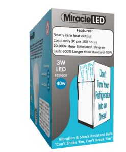 MiracleLED 604724 3-watt Refrigerator and Freezer Light, Long Life Energy Saver Bulb, Cool White, 2-Pack, Replacing Old, Hot 40W Incandescent 16 81Ri378s36L