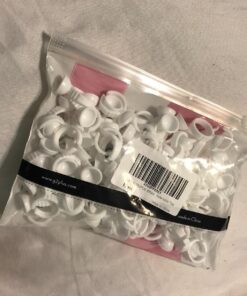 100PCS Disposable Plastic Nail Art Tattoo Glue Rings Holder Eyelash Extension Rings Adhesive Pigment Holders Finger Hand Beauty Tools (White) 100 Count (Pack of 1) White 33 81RiraEHf6L