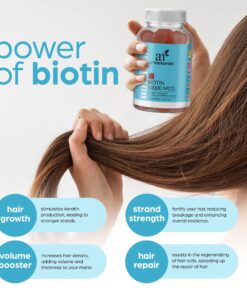 Artnaturals Biotin Gummies for Hair Growth - (100 Gummies - 10000mcg) - Natural Strawberry Vitamins Supports Nails and Skin - Gelatin, Gluten, Nut and Egg Free 14 81Rl6eZvORL
