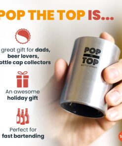 Pop-the-Top Beer Bottle Opener (Stainless): Automatic Bottle Cap Opener, Push Down Pop Off Bar Tool, Soda and Beer Cap Remover, Cool & Fun Gadget Stainless 20 81RoAzEH62L