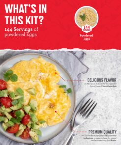 READYWISE - Powdered Eggs Bucket, 144 Servings, Emergency, MRE Food Supply, Premade, Freeze Dried Survival Food for Hiking, Adventure & Camping Essentials, Individually Packaged, 25 Year Shelf Life 144 Servings - Powdered Eggs 8 81RrfFFuEaL