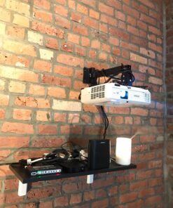 Henxlco Universal Projector Mount Wall or Ceiling Bracket with Adjustable Height and Extendable Arms Tilt DLP LCD Projection Mount for Home and Office Different Size Projector (Black) Black 34 81RvVmpgYhL