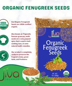 Jiva Organic Fenugreek Seeds 7 Ounce – Non-GMO, Gluten Friendly, All Natural Fenugreek Spice – Organic Fenugreek Seeds for Hair Growth, Cooking & Sprouting - Methi Seeds for Methi Dana Water 23 81RywRlltsL