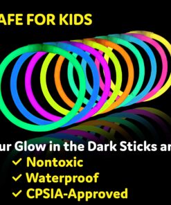 Glow Sticks Bulk Party Favors 100pk - 8" Glow in the Dark Party Supplies, Light Sticks for Neon Party Glow Necklaces and Bracelets for Kids or Adults 100 Pack 34 81RzvGPltmL