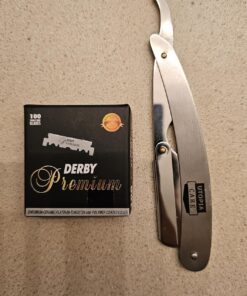 Utopia Care Professional Barber Straight Edge Razor Safety with 100-Pack Derby Blades - 100 Percent Stainless Steel (Silver) Silver 35 81S FloHj7L