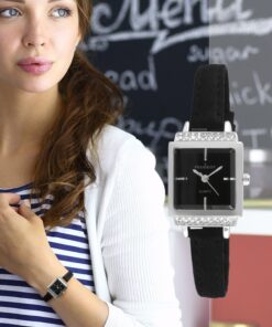 Alternative view of Peugeot Women's Petite Suede Watch Silver/Black Face