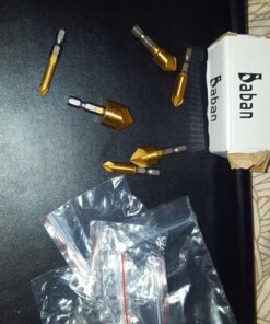 Baban Countersink Drill Bit,Countersink Drill Bit Set 6 Pcs 1/4'' Hex Shank HSS 5 Flute Countersink 90 Degree Center Punch Tool Sets for Wood Quick Change Bit 6mm-19mm 40 81S4odht5gL