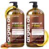 Argan Oil Shampoo and Conditioner Set - Sulfate-Free Formula with Nourishing Moroccan Oil and Keratin -for All Hair, Curly or Straight - Hydrate Repair and Defy Frizz for Salon-like Results! (16 Fl Oz (Pack of 2)) Argan Oil 16 fl oz pack of 2