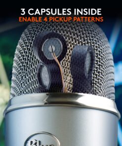 Logitech for Creators Blue Yeti USB Microphone for Gaming, Streaming, Podcasting, Twitch, YouTube, Discord, Recording for PC and Mac, 4 Polar Patterns, Studio Quality Sound, Plug & Play-Silver 26 81S515pniNL