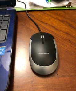 Macally Silent Wired Mouse - Slim & Compact USB Mouse for Apple Mac or Windows PC Laptop/Desktop - Designed with Optical Sensor & DPI Switch - Simple & Comfortable Wired Computer Mouse (Space Gray) Black with Space Gray Trim 29 81S5DzdQWGL