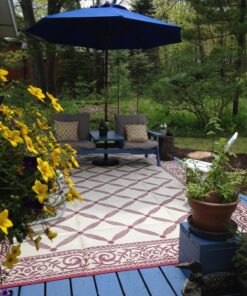 Stylish Camping 119125 9-feet by 12-feet Reversible Mat, Plastic Straw Rug, Large Floor Mat for Outdoors, RV, Patio, Backyard, Picnic, Beach, Camping (Burgundy/Beige) 9x12 Burgundy/Beige 29 81S6pQjolKL