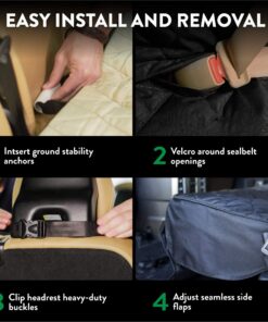 Plush Paws Products Premium Rear Car Seat Protector w/Hammock | Washable & Waterproof Back Seat Dog Cover for Car, Truck, & SUV | Nonslip, Tear Resistant Pet Seat Cover | X-Large Tan Extra Large 15 81S86m59xL 1