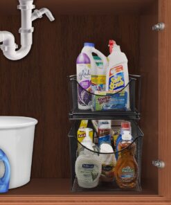 Sorbus® Cabinet Organizer Drawers— Mesh Storage Organizer with Pull Out Drawers—Ideal for Countertop, Cabinet, Pantry, Under the Sink, Desktop and More (Black 1 Drawer) Black 17 81S8LCyXISL