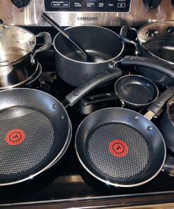 T-fal Experience Nonstick Cookware Set 12 Piece Induction Oven Safe 350F Pots and Pans, Dishwasher Safe Black 12-Piece Induction Nonstick 24 81S9jSKyeFL