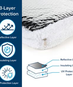 Camco Camper/RV Vent Insulator and Skylight Cover | Features 3 Layers to Reduce Heat Transfer & Increase A/C Efficiency | Fits Standard 14” Travel Trailer/RV Roof Vents (45192), Multicolor, 14" x 14" 28 81S9uO8DEL