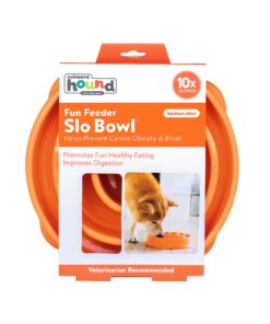 Outward Hound Fun Feeder Slo Bowl, Slow Feeder Dog Bowl, Medium/Mini, Orange 22 81SAySle7iL