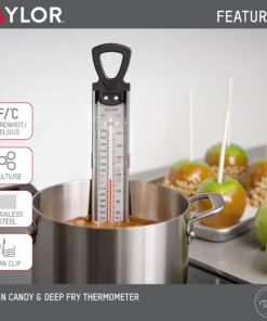 Taylor Stainless Steel Candy Deep Fry Food Cooking Kitchen Analog Thermometer, 12 Inches Traditional 20 81SB8U2byQL
