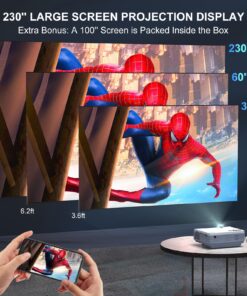 Projector with WiFi and Bluetooth, 5G WiFi Native 1080P 10000L 4K Supported, FUDONI Portable Outdoor Projector with Screen for Home Theater, Compatible with HDMI/USB/PC/TV Box/iOS and Android Phone 21 81SBHac6d2L