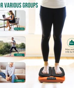 Snailax Vibration Foot Massager with Heat, App Control, Adjustable Vibration Electric Foot Massager Machine for Circulation, Plantar Fasciitis, Pain Relief, Remote Control Black and Orange 22 81SCDKLk0L