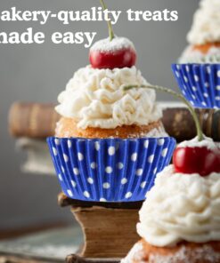 Regency Wraps Greaseproof Professional Grade Standard Baking Cups, Pack of 40, Cobalt Polka Dots 11 81SCPQs91HL