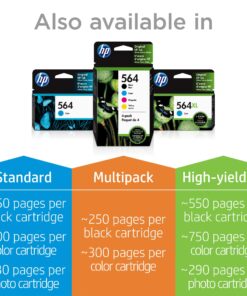 HP 564 | 2 Ink Cartridges | Black | Works with HP DeskJet 3500 Series, HP OfficeJet 4600 5500 C6300 6500 7500 Series, B8550, D7560, C510, B209, B210, C309, C310, C410, C510 | CB316WN 8 81SCek5diL