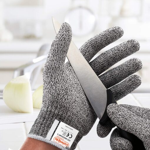 CustomGrips Food Grade Level 5 Protection, 1 Pair, Medium, Cut Resistant Safety Gloves, Great for Meat Cutting, Oyster Shucking, Fish Filleting, Chopping Vegetables & General Kitchen Work