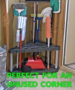 Rubbermaid Plastic Garage Corner Tool Tower Rack, Easy to Assemble, Organizes up to 30 Long-Handled Tools/Rakes/ Brooms/Shovles for Home/House/Outdoor/Sheds Corner Tower 30 81SDTVgQUOL