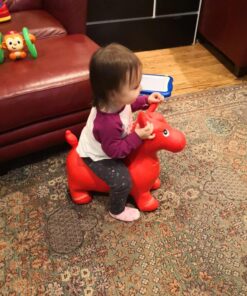 AppleRound Horse Bouncer with Hand Pump, Inflatable Space Hopper, Ride-on Bouncy Horse (Red) Red 36 81SFzElSMML