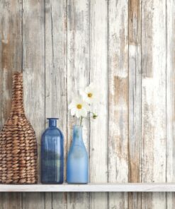 RoomMates RMK9050WP White Distressed Wood Peel and Stick Wallpaper Rustic Wood 46 81SHDEG9ghL