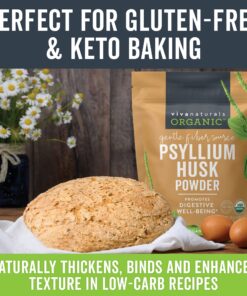Viva Naturals Organic Psyllium Husk Powder (1.5 lbs) - Easy Mixing Fiber Supplement, Finely Ground & Non-GMO Powder for Promoting Regularity 1.5 Pound (Pack of 1) 23 81SHDprTDKL