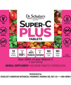Dr. Schulze's | Super-C Plus | Vitamin C Complex | Clinical Herbal Formula | Dietary Supplement | Immunity Support | Increase Collagen Formation & Iron Absorption | 60 Chewable Tablets (1000 mg) 60 Count (Pack of 1) 16 81SHtzAPWhL
