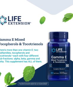Life Extension Gamma E Mixed Tocopherols & Tocotrienols – Complete Vitamin E Spectrum, Antioxidant Protection – Non-GMO, Gluten-Free – 60 Softgels 10 81SI6EmBT0L