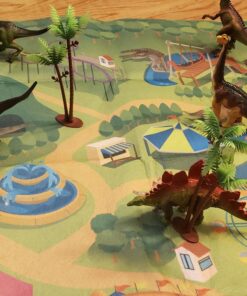 TEMI Dinosaur Toys for Kids 3-5, Realistic Jurassic Dinosaurs Figures with Play Mat & Trees to Create a Dino World Includes T-rex, Triceratops, Velociraptor, Gift for Toddler Boys & Girls 2 3 4 5 6 7 dinosaurs&mat 39 81SIabh2CuL