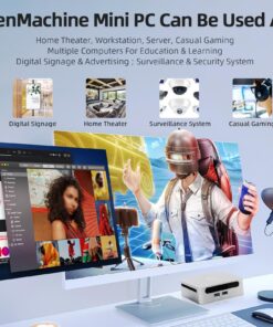 GenMachine Mini PC, Gaming Desktop Computer with AMD Ryzen 5 5500U, 6C/12T, 16G DDR4+512GB M.2 NVMe SSD, 1000Mbps, WiFi 6, BT 5.2, Dual HDMI, Type-C, Win11 Pro 5500u-16gb-RAM-512gb-SSD 10 81SKoYoa8rL