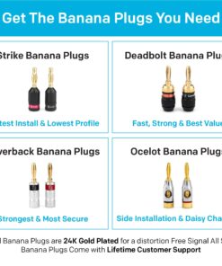 Deadbolt Banana Plugs 6-Pairs by Sewell, Gold Plated Speaker Plugs, Quick Connect, SW-29863-6 6 Pairs Deadbolt Banana Plugs 31 81SMbnyYVwL 1
