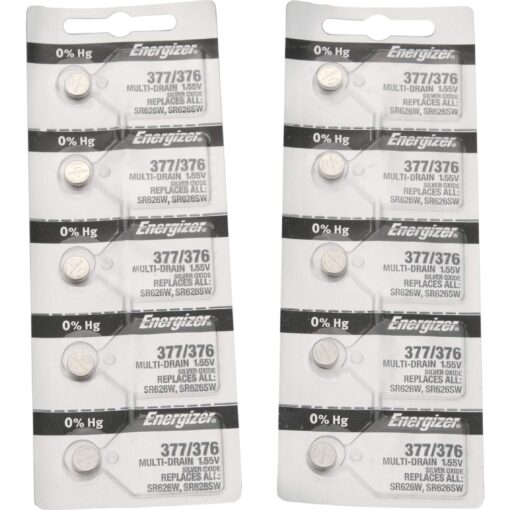 Energizer 377/376 Silver Oxide 10 Batteries 10 Count (Pack of 1)