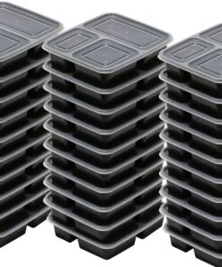 30 Value Pack - SimpleHouseware 3 Compartment Reusable Meal Prep Food Storage Container Lunch Boxes, Stackable and Dishwasher, Microwave, Freezer Safe (36 ounces) 30 Pack 20 81SOcnVa67L