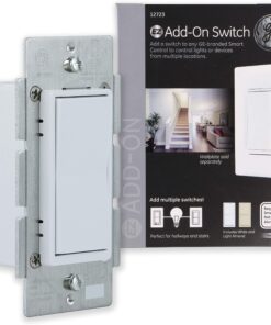 GE Enbrighten Add-On Switch for GE Z-Wave/GE Zigbee Smart Lighting Controls, Works with Alexa, Google Assistant, NOT A STANDALONE SWITCH, White & Light Almond, 12723 16 81SQOZG gL