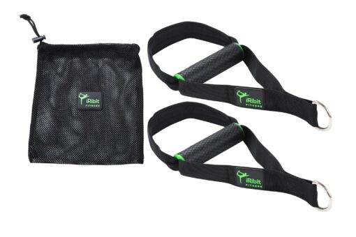 iRibit Fitness A Pair of Heavy Duty Exercise Handles for Cable Machines and Resistance Bands Green