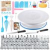 Kootek 230PCs Cake Decorating Supplies Kit, Cake Turntable, 100+2 Piping Bags, 50 Disposable Cupcake Liners, 58 Icing Piping Tips, 3 Icing Scrapers, 2 Spatulas, Cake Leveler and Other Baking Tools 49 81SRllq4x3L