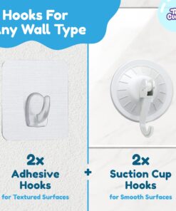 Original Tub Cubby Bath Toy Storage - Hanging Bath Toy Holder, with Suction & Adhesive Hooks, 14"x20" Mesh Net Shower Caddy for Kids Bathroom Decor, Bedroom & Car Toy Organizer - Bonus Hooks Original Tub Cubby 24 81STM SuzKL